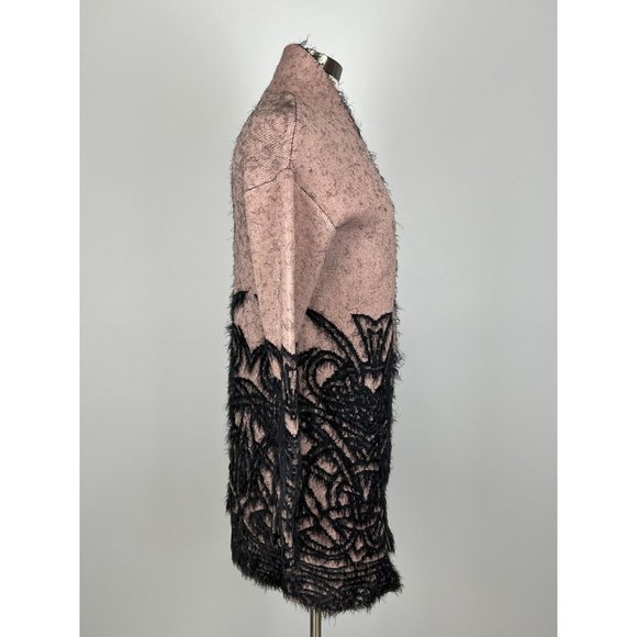Renuar Womans Open Front Cardigan Duster Blush Black Scroll Print size Small - Picture 8 of 13